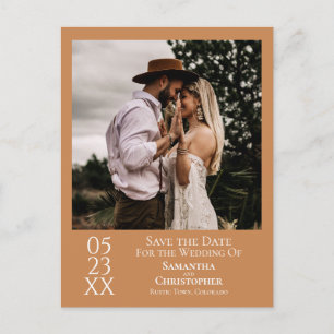 Carte Postale Mariage simple en bronze d'or Enregistrer la photo