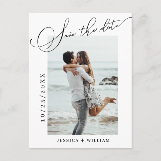 Carte Postale Mariage simple et élégant Enregistrer la photo de  (Devant)