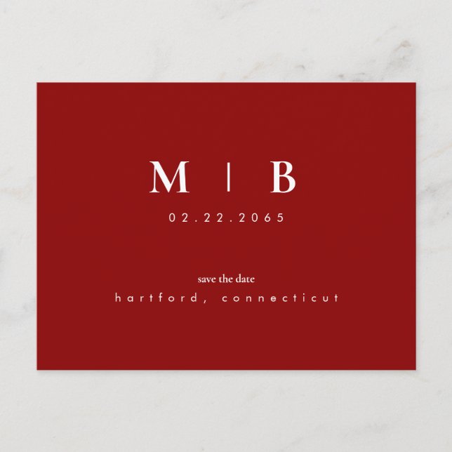 Carte Postale Mariage simple et élégant Monogramme Enregistrer l (Devant)