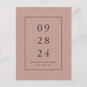 Carte Postale Mariage simple et moderne Terra-Cotta Enregistrer