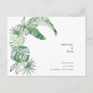 Carte Postale Mariage simple et tropicale au feuillage Enregistr