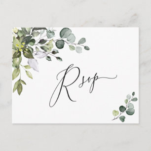 Carte Postale Mariage simple Eucalyptus Aquarelle Elégant RSVP