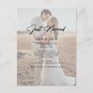 Carte Postale Mariage simple moderne photo Elopé Faire-part