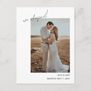 Carte Postale Mariage simple moderne photo Elopé Faire-part
