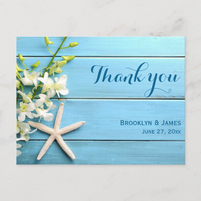 Carte postale Mariage Starfish avec orchidée (Devant)