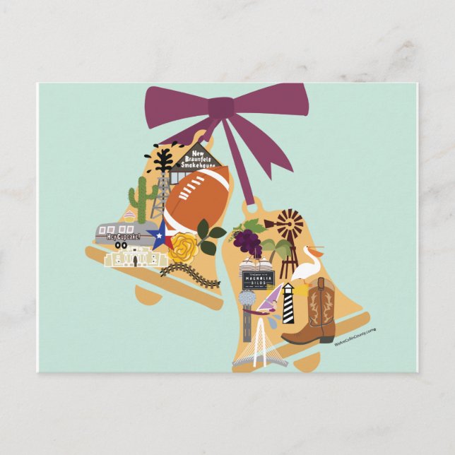 Carte postale mariage Texas cloches de mariage Sau (Devant)