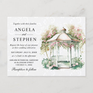 Carte Postale Mariage ton pastel de gazebo de jardin de printemp