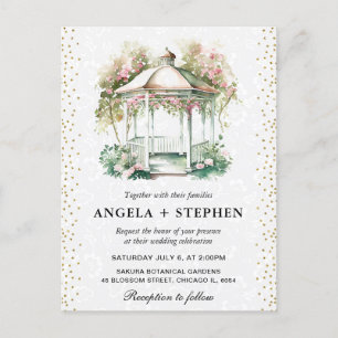 Carte Postale Mariage ton pastel de jardin printanier sous tonne