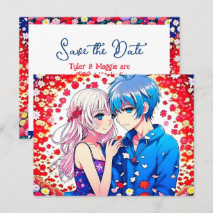 Carte Postale Mariage unique d'Anime Couple Enregistrer la date