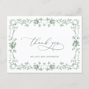 Carte Postale Mariage vert de la saison florale de la Renaissanc