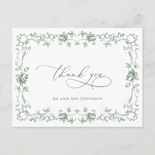 Carte Postale Mariage vert de la saison florale de la Renaissanc (Devant)