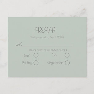 Carte Postale Mariage vert Sage Simple Elegant RSVP