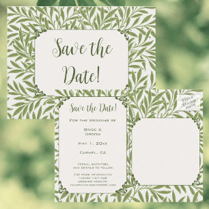Carte Postale Mariage Vintage, Motif de feuilles de saule victor