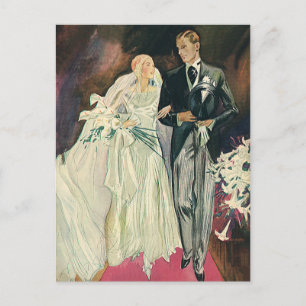 Carte Postale Mariage vintage Nouveaux mariés, Mariée heureuse e