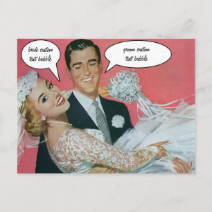 Carte Postale Mariage vintage Nouveaux mariés, mariée porteuse