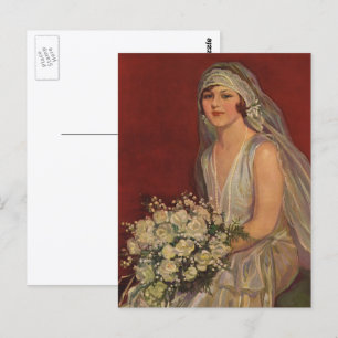 Carte Postale Mariage Vintage, Portrait de Mariée Victorienne