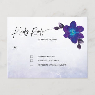 Carte Postale Mariage violet Turquoise bleu orchidée