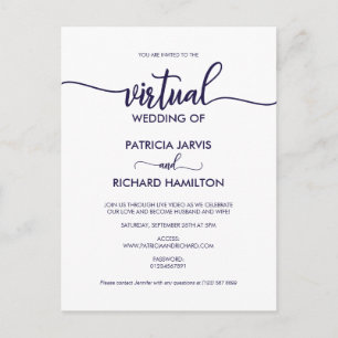 Carte Postale Mariage Virtuel de Calligraphie Simple Chic