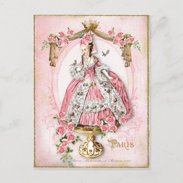 Carte Postale Marie Antoinette, Français, Paris, rose, rose, pou (Devant)