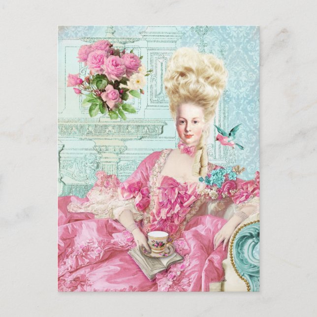 Carte Postale Marie Antoinette French Paris rose portrait (Devant)