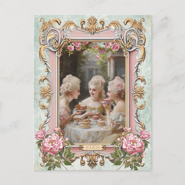 Carte Postale Marie Antoinette,French,Paris,tea,cake,rose ポストカード (Devant)