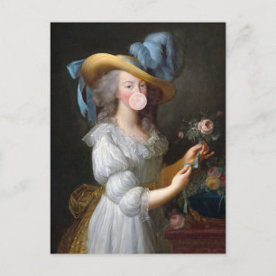 Carte Postale Marie Antoinette soufflant du chewing-gum