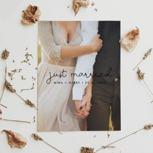 Carte Postale Marié Cute script mariage photo