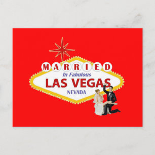 Carte Postale MARIÉ Dans Fabrique Las Vegas avec Mariée & Groom 