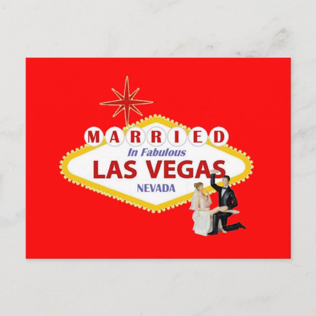 Carte Postale MARIÉ Dans Fabrique Las Vegas avec Mariée & Groom  (Devant)