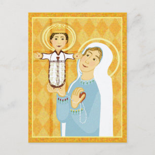 Carte Postale Marie et Jésus icône catholique moderne