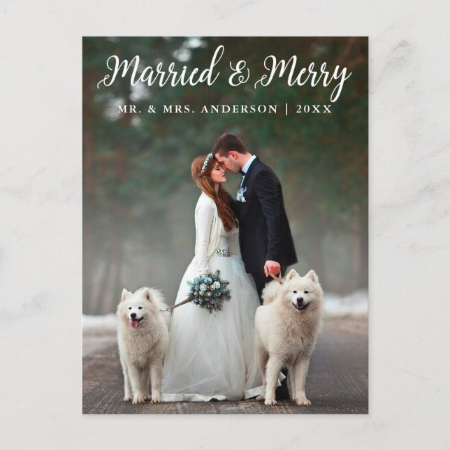 Carte Postale Marié & Joyeux Mariage Photo de Noël LW (Devant)