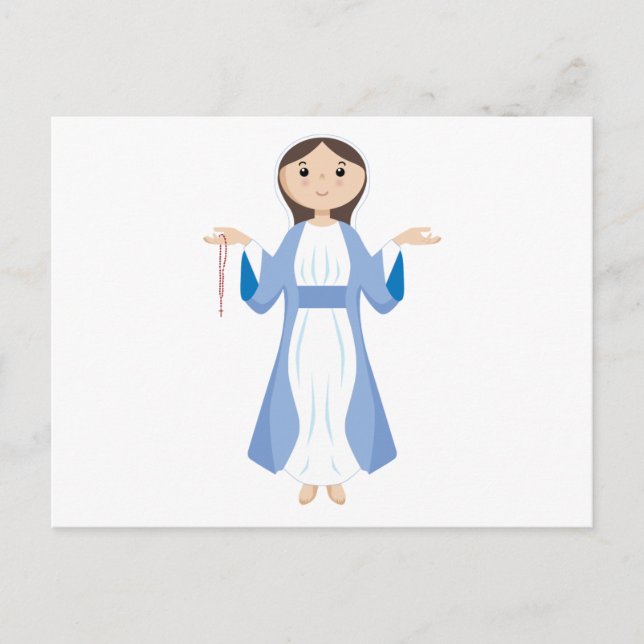 Carte Postale Marie Mère avec Rosaire (Devant)