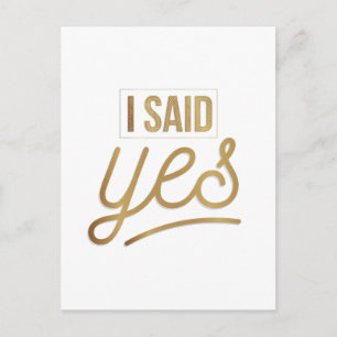 Carte Postale Mariée À Être Cadeau - J'Ai Dit Oui Gold Foil (fau