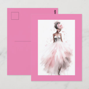 Carte Postale Mariée afro-américaine romantique de mariage