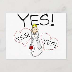 Carte Postale Mariée dit oui chemises et cadeaux