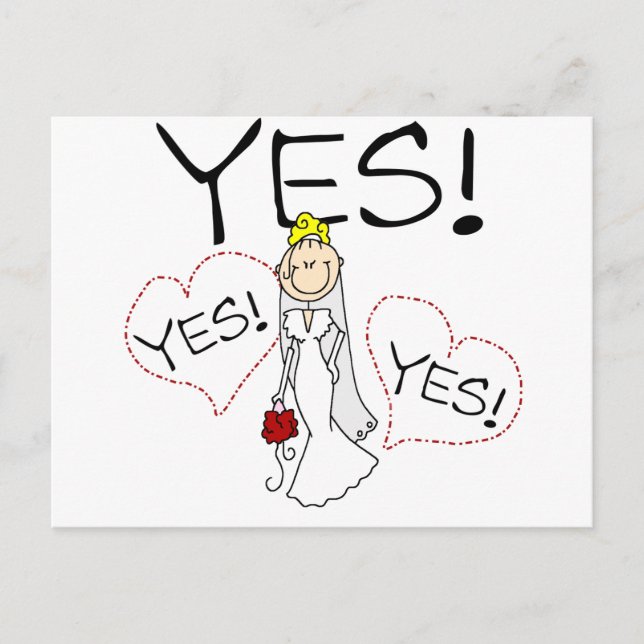 Carte Postale Mariée dit oui chemises et cadeaux (Devant)