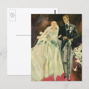Carte Postale Mariée et mariée Mariage Art déco vintage mariée e