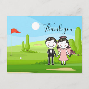 Carte Postale Mariée et salle de golf au mariage du parcours de 