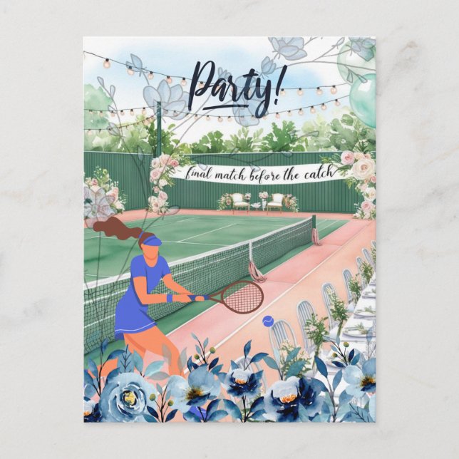 Carte Postale Mariée sur le thème Tennis Bachelorette sur le cou (Devant)
