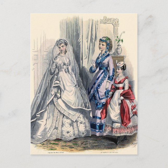 Carte Postale "Mariée victorienne et servantes d'honneur" (Devant)