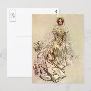Carte Postale Mariée victorienne vintage, Portrait nuptial antiq