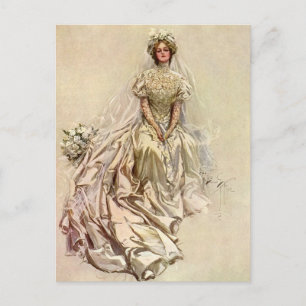 Carte Postale Mariée victorienne vintage, Portrait nuptial antiq