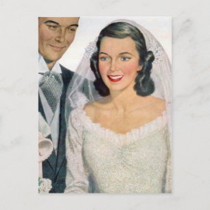 Carte Postale Mariée vintage et salle