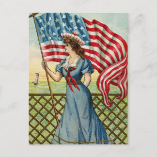 Carte Postale marin fille - art patriotique nautique vintage