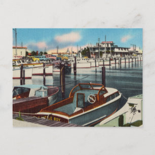 Carte Postale Marina de peinture à l'aquarelle vintage Océan Voy