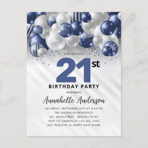 Carte Postale Marine Bleu Bleu Parties scintillant de ballons d'