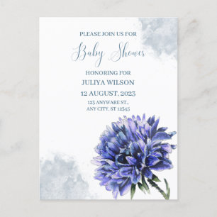Carte Postale Marine bleu floral simple garçon baby shower