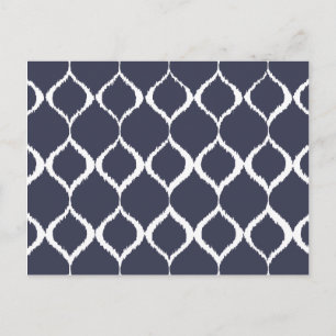 Carte Postale Marine Blue Geometry Ikat Tribal Print Motif