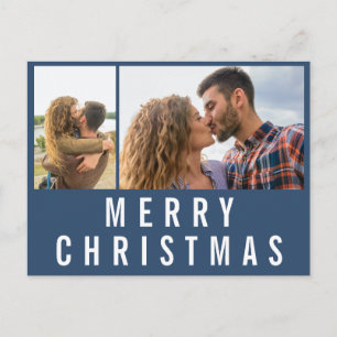 Carte Postale Marine Blue Typographie Joyeux Noël Photo