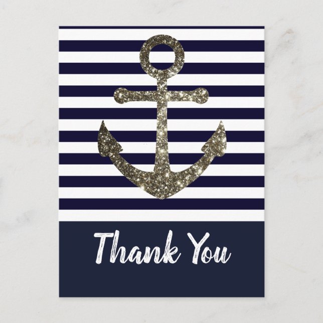 Carte postale marine et Merci d'Ancre blanche (Devant)